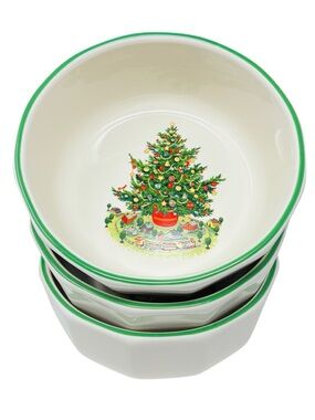 Pfaltzgraff Christmas Heritage Cereal Bowl Set of 3 5.5" Christmas Tree Pattern